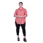 Platinum Πουκαμίσα Terracotta Γυναικεία Μακριά Λινή Με Κουμπιά All Day Free Size - LN-125-TR