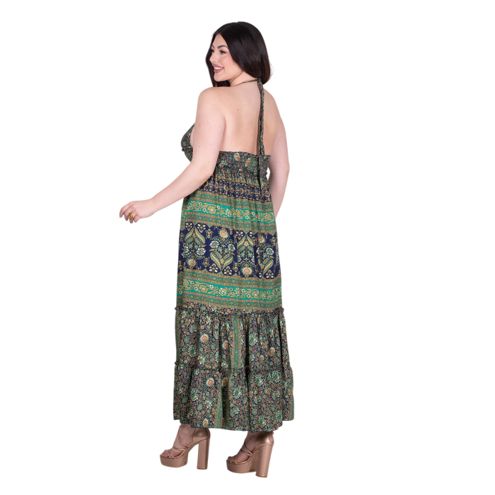 Platinum Φόρεμα Πράσινο - Μπλε Γυναικείο Ampir Εξώπλατο Bohemian Silk All Day Free Size - 21175-GXL - Image 3