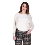 Platinum Γυναικεία Κρεμ Μπλούζα Με Μανίκι Νυχτερίδα Πλεκτή All Day Free Size - IT-9783-K