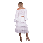 Platinum Φούστα Λευκή Γυναικεία Girly Mε Σειρές Βολάν Midi Free Size - SAR-62105-W - Image 3