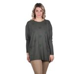 Platinum Μπλούζα Χακί Γυναικεία Μακρυμάνικη Με Τσέπες Καθημερινή ''Καρδιές Strass''-1029-J