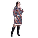 Platinum Φόρεμα Μπλε - Εκάι Γυναικείο Με Σχέδια Πλεκτό Midi Casual All Day Free Size - 228-42-FS - Image 3