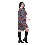 Platinum Φόρεμα Μπλε - Εκάι Γυναικείο Με Σχέδια Πλεκτό Midi Casual All Day Free Size - 228-42-FS - Image 5