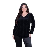 Gomore Μπλούζα Μαύρη Γυναικεία Βραδινή Σε Ίσια Γραμμή Με Ντεκολτέ - 24906-BC