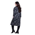 Platinum Φόρεμα Μαύρο - Γκρι Γυναικείο Μidi Με Γεωμετρικά All Day Free Size - FS-39194 - Image 4