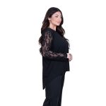 Gomore Μπλούζα Μαύρη Με Δαντέλα Γυναικεία Μακρυμάνικη Ασύμμετρη All Day - GM-24910 - Image 3