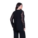 Gomore Μπλούζα Μαύρη Με Δαντέλα Γυναικεία Μακρυμάνικη Ασύμμετρη All Day - GM-24910 - Image 4