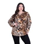 Gomore Μπλούζα Camel Animal Print Γυναικεία Με Κουκούλα Κλος XXL Αll Day - GM-24929