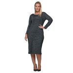 Gomore Φόρεμα Μαύρο - Ανθρακί Γυναικείο Μεταλλιζέ Μακρυμάνικο Μidi All Day - GM-36763-BC