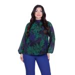 Platinum Μπλούζα Πράσινη Με Μωβ Floral Μακρυμάνικη Γυναικεία All Day Free Size - IT-184-GU