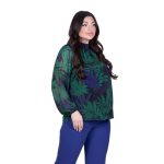 Platinum Μπλούζα Πράσινη Με Μωβ Floral Μακρυμάνικη Γυναικεία All Day Free Size - IT-184-GU - Image 2