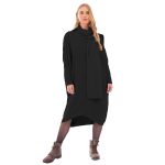 Platinum Φόρεμα Μαύρο Γυναικείο Casual Φαρδύ Midi Σετ Με Κασκόλ All Day Free Size - 036-42-BC