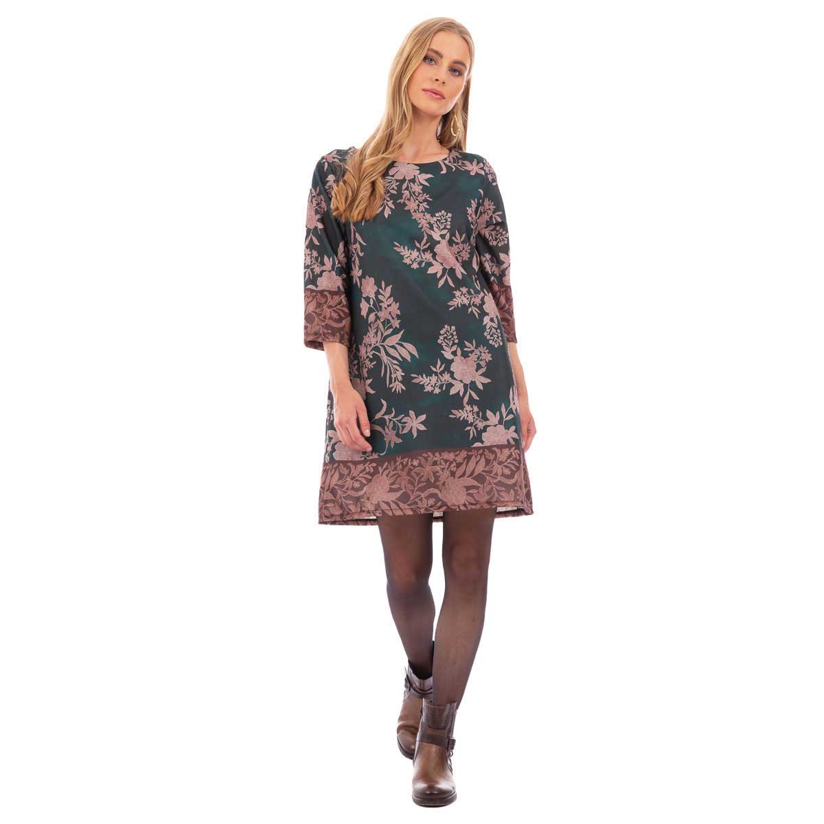 20764-GRb Platinum Μπλουζοφόρεμα Πράσινο Με Παστελ Floral Γυναικείο Κοντό Girly Εβαζέ All Day Free Size - 20764-GR - Image 1