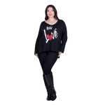 Gomore Μπλούζα Μαύρη ''Wild Love'' Γυναικεία Εβαζέ Casual All Day - 24970-BC - Image 2