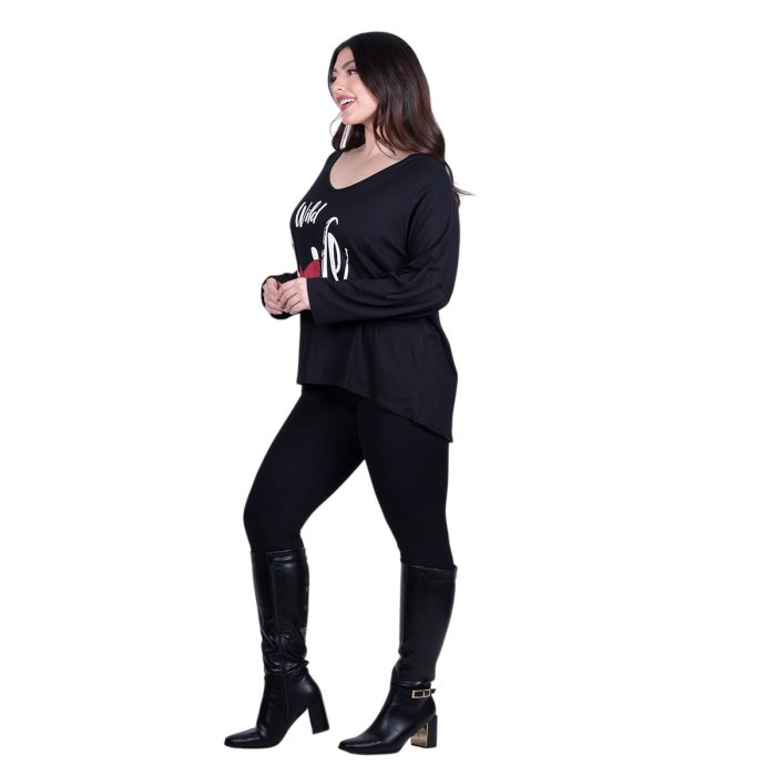 Gomore Μπλούζα Μαύρη ''Wild Love'' Γυναικεία Εβαζέ Casual All Day - 24970-BC - Image 3