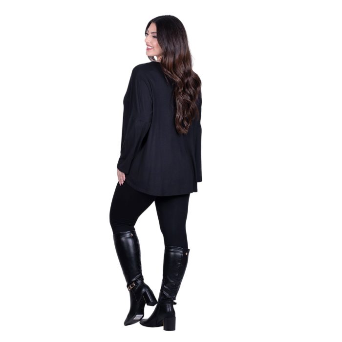 Gomore Μπλούζα Μαύρη ''Wild Love'' Γυναικεία Εβαζέ Casual All Day - 24970-BC - Image 4