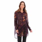 Platinum Πουκάμισο Μωβ Γυναικείο Με Animal Print Mακρυμάνικο Μακρύ All Day Free Size - 252-GU-BR