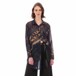 Platinum Πουκάμισο Πετρολ Γυναικείο Με Animal Print Mακρυμάνικο Μακρύ All Day Free Size - 252-GU-PR