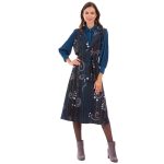 Platinum Φόρεμα Πετρολ Με Εμπριμέ Σχέδιο Γυναικείο Αμάνικο Midi Εβαζέ All Day - 259-GU-RL - Image 6