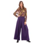 Platinum Πουκάμισο Μωβ Με Μουσταρδί Άνθη Γυναικείο Mακρυμάνικο All Day Free Size - 251-GU-PR - Image 3