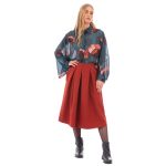 Platinum Πουκάμισο Πράσινο Γυναικείο Με Floral Σχέδια Mακρυμάνικο All Day Free Size - 255-GU - Image 2