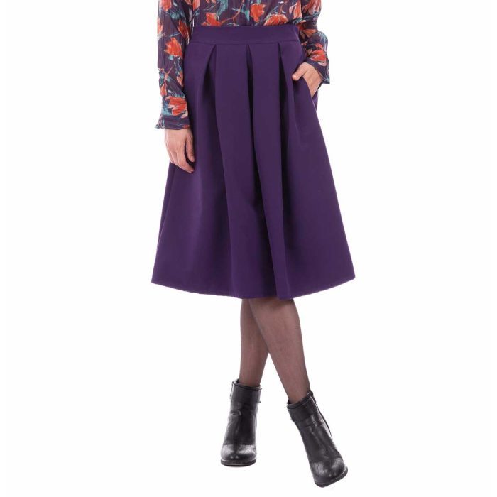 Platinum Φούστα Μωβ Γυναικεία Midi Εβαζέ Με Πιέτες All Day Free Size - 269-GU-V - Image 4