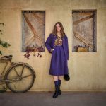 Platinum Πουκάμισο Μωβ Με Μουσταρδί Άνθη Γυναικείο Mακρυμάνικο All Day Free Size - 251-GU-PR - Image 4