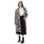 Platinum Παλτό Ασπρόμαυρο Γυναικείο Με Σχέδιο Ρόμβους All Day Free Size - 52637 - Image 3
