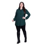 Platinum Πουκάμισο Πράσινο Γυναικείο Mακρυμάνικο Μακρύ Ασύμμετρο All Day Free Size - 5562-GR - Image 2