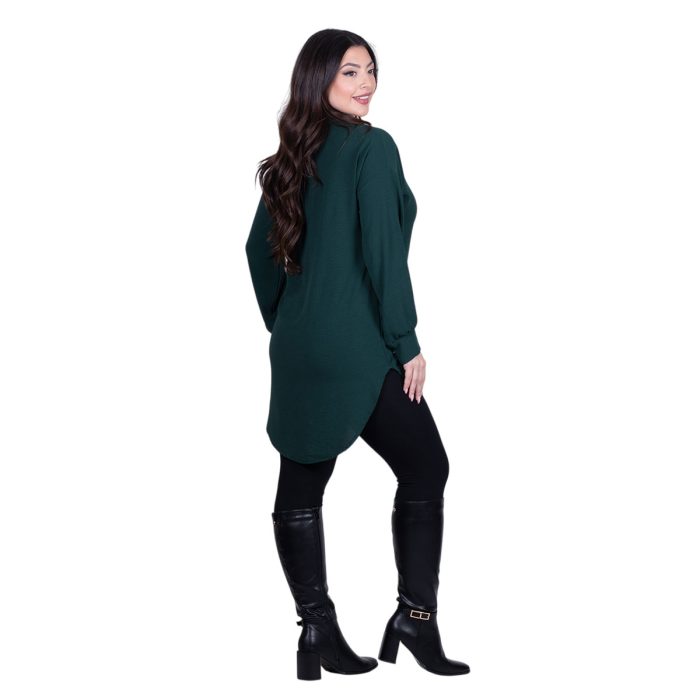 Platinum Πουκάμισο Πράσινο Γυναικείο Mακρυμάνικο Μακρύ Ασύμμετρο All Day Free Size - 5562-GR - Image 4