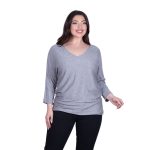 Platinum Μπλούζα Γκρι Γυναικεία Πλεκτή Φαρδιά Με Ντεκολτέ Casual All Day Free Size - 6266-GR