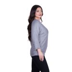 Platinum Μπλούζα Γκρι Γυναικεία Πλεκτή Φαρδιά Με Ντεκολτέ Casual All Day Free Size - 6266-GR - Image 2