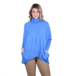 Platinum Πουλόβερ - Πόντσο Γαλάζιο Με Ζιβάγκο Γυναικείο Casual Φαρδύ All Day Free Size - 8215-GA