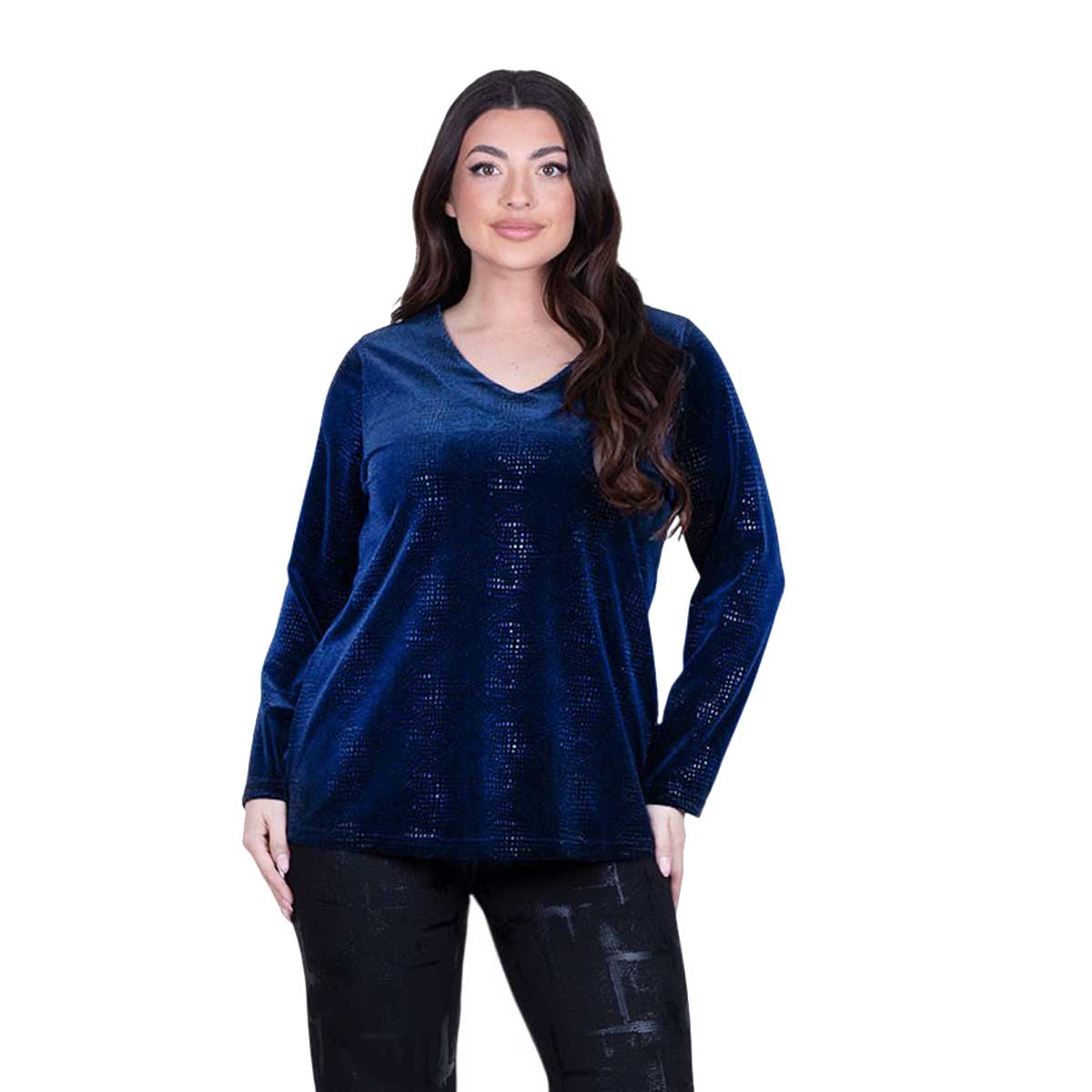 Gomore Μπλούζα Μπλε Γυναικεία Βραδινή Μοντέρνα Με Ντεκολτέ XXL - GM-24906-BL