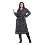 Gomore Φόρεμα Χακί - Μαύρο Γυναικείο Με Σχέδια Γιακά Μidi Ίσια Γραμμή & Ζώνη - GM-56766-GR