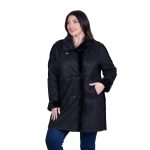 Gomore Ημίπαλτο Μαύρο Γυναικείο Μουτόν Με Τσέπες & Γούνα Casual Καθημερινό - GM-93451-BC