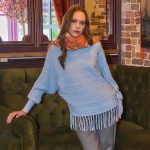 Platinum Μπλούζα Γαλάζια Γυναικεία Πλεκτή Με Κρόσσια ''Πλεξούδες'' Αll Day Free Size - IT-014-GA