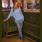 Platinum Μπλούζα Γαλάζια Γυναικεία Πλεκτή Με Κρόσσια ''Πλεξούδες'' Αll Day Free Size - IT-014-GA - Image 2