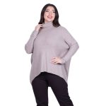 Platinum Μπλούζα Μπεζ Με Ψηλό Λαιμό Γυναικεία Casual Φαρδιά Μακριά All Day Free Size - IT-017-Z-42