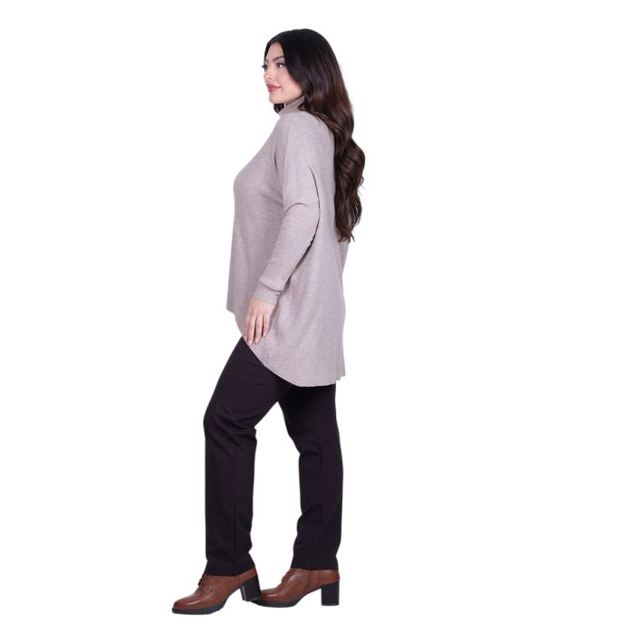 Platinum Μπλούζα Μπεζ Με Ψηλό Λαιμό Γυναικεία Casual Φαρδιά Μακριά All Day Free Size - IT-017-Z-42 - Image 5