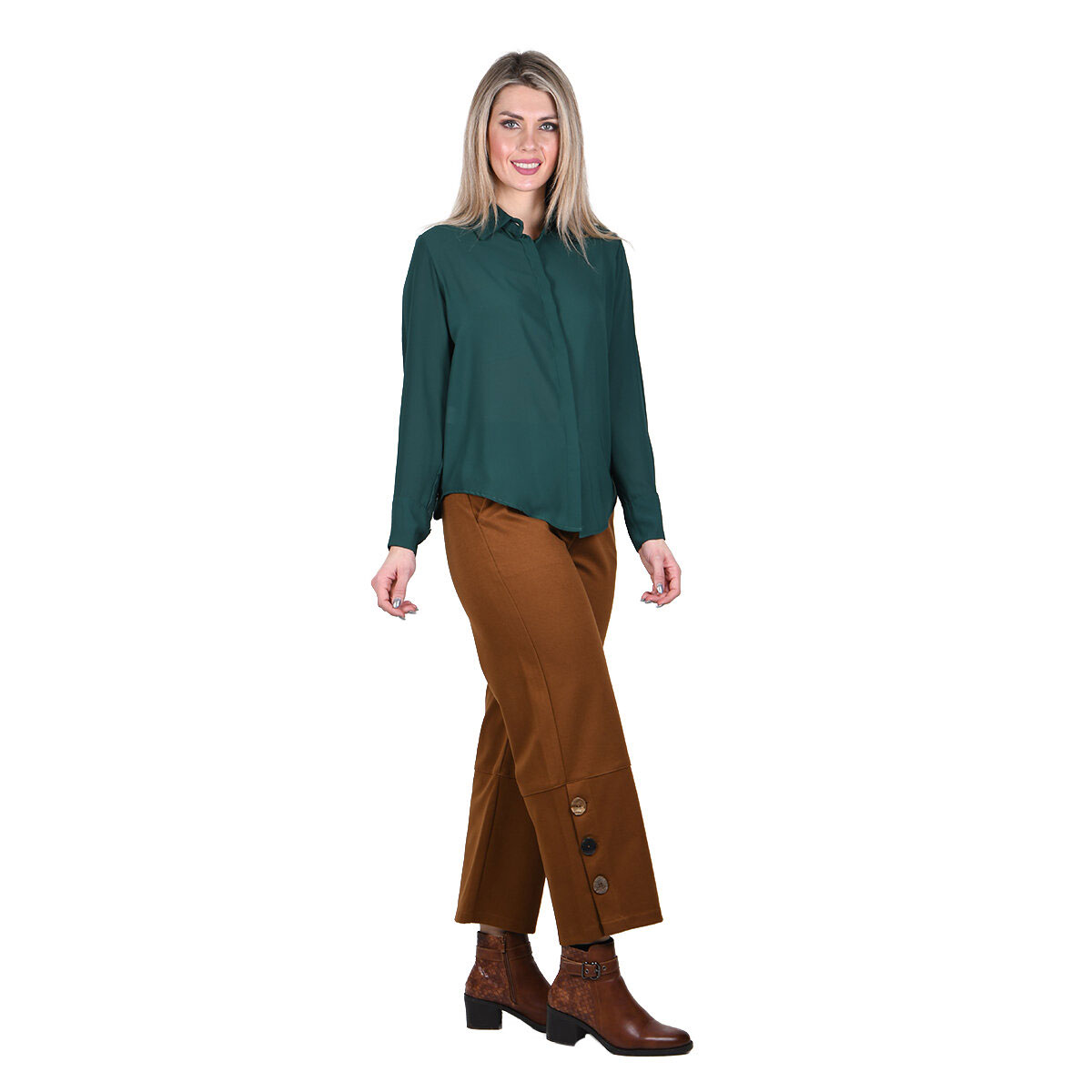 Platinum Γυναικείο Καφέ - Camel Παντελόνι Casual Νεανικό Με Λάστιχο All Day - IT-1081-C