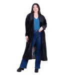 Platinum Παλτό Μαύρο Γυναικείο Βελουτέ Double Face Casual All Day Free Size - IT-68-GU-BC