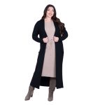 Platinum Ζακέτα Μαύρη Γυναικεία Casual Με Τσέπες Maxi All Day Free Size - 8062-BC