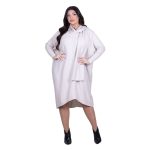 Platinum Φόρεμα Εκρού Γυναικείο Casual Φαρδύ Midi Σετ Με Κασκόλ All Day Free Size - 036-42-EG - Image 4