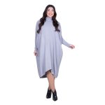 Platinum Φόρεμα Γκρι Γυναικείο Casual Φαρδύ Midi Ασύμμετρο Με Ζιβάγκο All Day Free Size - 041-52-GR