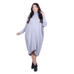 Platinum Φόρεμα Γκρι Γυναικείο Casual Φαρδύ Midi Ασύμμετρο Με Ζιβάγκο All Day Free Size - 041-52-GR - Image 3