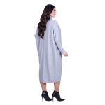 Platinum Φόρεμα Γκρι Γυναικείο Casual Φαρδύ Midi Ασύμμετρο Με Ζιβάγκο All Day Free Size - 041-52-GR - Image 4