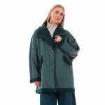 Platinum Γυναικείο Πράσινο Ημίπαλτο Μουτόν Γυναικείο Με Γούνα Casual All Day Free Size - 06079-GR