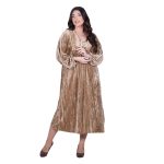 Platinum Φόρεμα Μπεζ - Χρυσό Γυναικείο Μidi Ampir Velvet All Day Free Size - 10279-KD