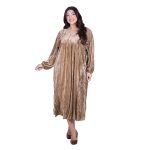 Platinum Φόρεμα Μπεζ - Χρυσό Γυναικείο Μidi Ampir Velvet All Day Free Size - 10279-KD - Image 3
